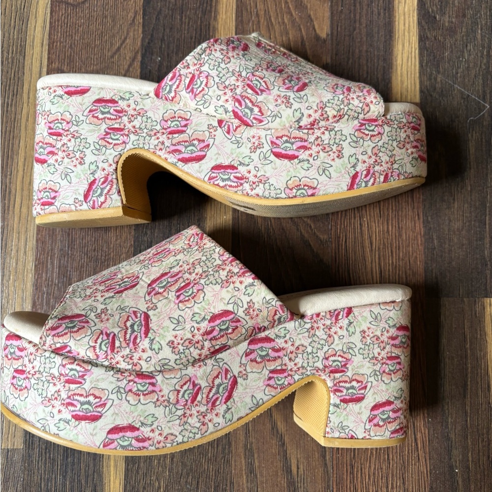 Anthropologie Matisse Terry Floral Platform Sandals Size 6 - Picture 7 of 11